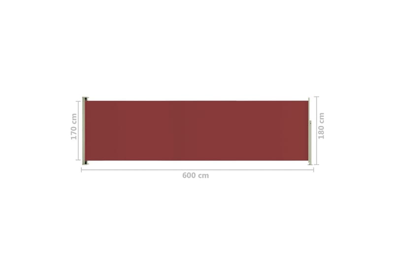 Infällbar sidomarkis 180x600 cm röd - Röd - Balkongmarkis - Markiser - Sidomarkis - Balkongskydd & insynsskydd balkong