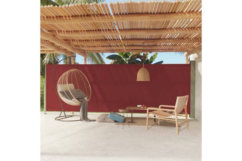 Infällbar sidomarkis 180x600 cm röd - Röd - Utemöbler - Solskydd - Markiser - Balkongmarkis