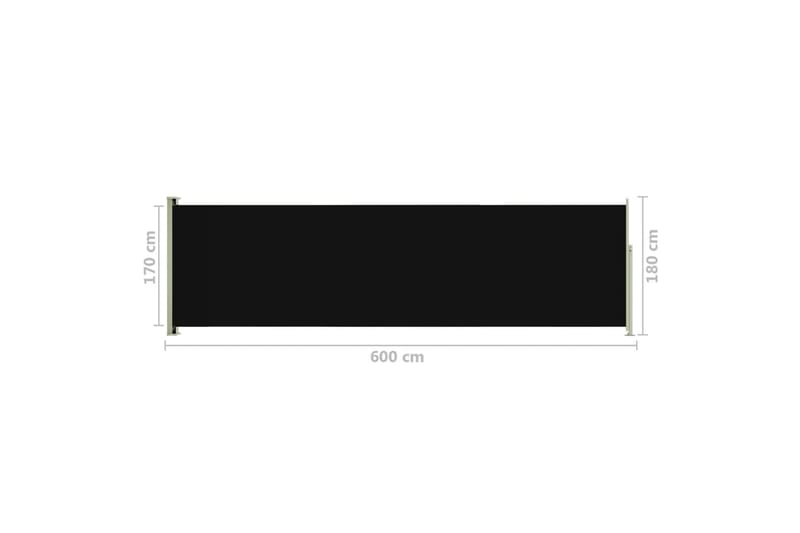 Infällbar sidomarkis 180x600 cm svart - Svart - Utemöbler - Solskydd - Markiser - Balkongmarkis