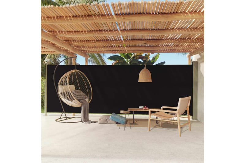 Infällbar sidomarkis 180x600 cm svart - Svart - Utemöbler - Solskydd - Markiser - Balkongmarkis