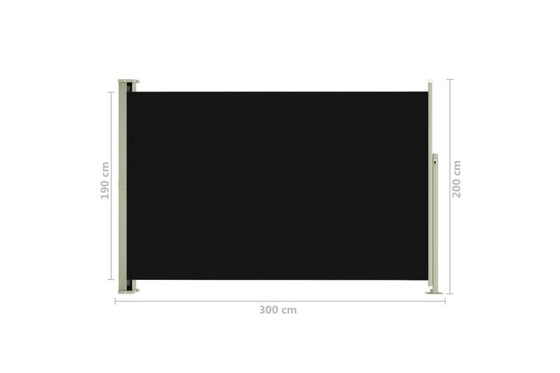 Infällbar sidomarkis 200x300 cm svart - Svart - Balkongmarkis - Markiser - Sidomarkis - Balkongskydd & insynsskydd balkong