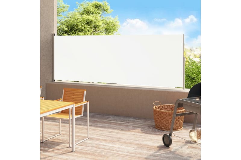 Infällbar sidomarkis 200x500 cm gräddvit - Vit - Utemöbler - Solskydd - Markiser - Balkongmarkis