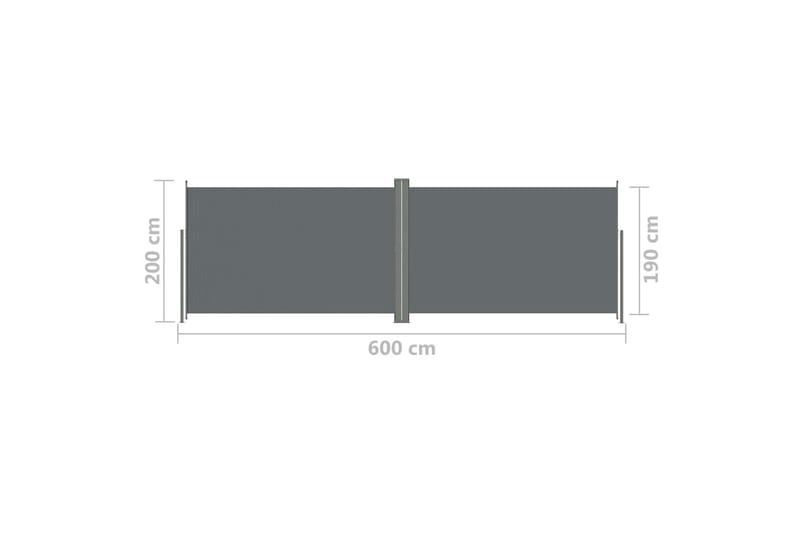 Infällbar sidomarkis 200x600 cm antracit - Grå - Utemöbler - Solskydd - Markiser - Balkongmarkis