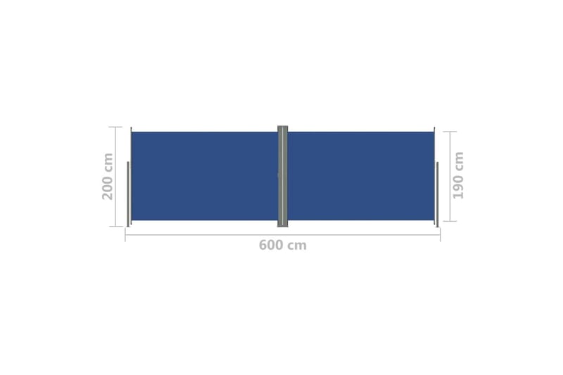 Infällbar sidomarkis 200x600 cm blå - Blå - Utemöbler - Solskydd - Markiser - Balkongmarkis