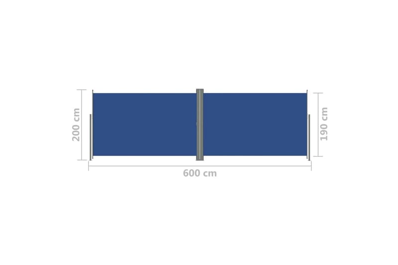 Infällbar sidomarkis 200x600 cm blå - Blå - Balkongmarkis - Markiser - Sidomarkis - Balkongskydd & insynsskydd balkong