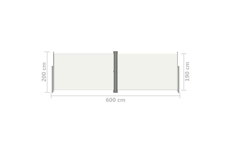 Infällbar sidomarkis 200x600 cm gräddvit - Vit - Utemöbler - Solskydd - Markiser - Balkongmarkis