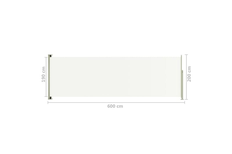 Infällbar sidomarkis 200x600 cm gräddvit - Vit - Utemöbler - Solskydd - Markiser - Balkongmarkis