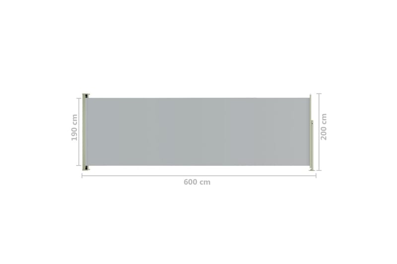 Infällbar sidomarkis 200x600 cm grå - Grå - Utemöbler - Solskydd - Markiser - Balkongmarkis