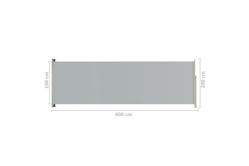 Infällbar sidomarkis 200x600 cm grå - Grå - Balkongmarkis - Markiser - Sidomarkis - Balkongskydd & insynsskydd balkong