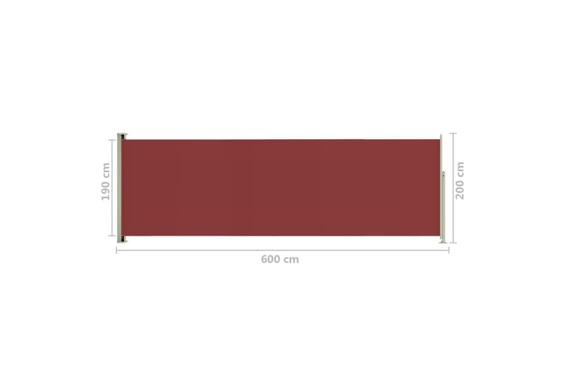 Infällbar sidomarkis 200x600 cm röd - Röd - Utemöbler - Solskydd - Markiser - Balkongmarkis