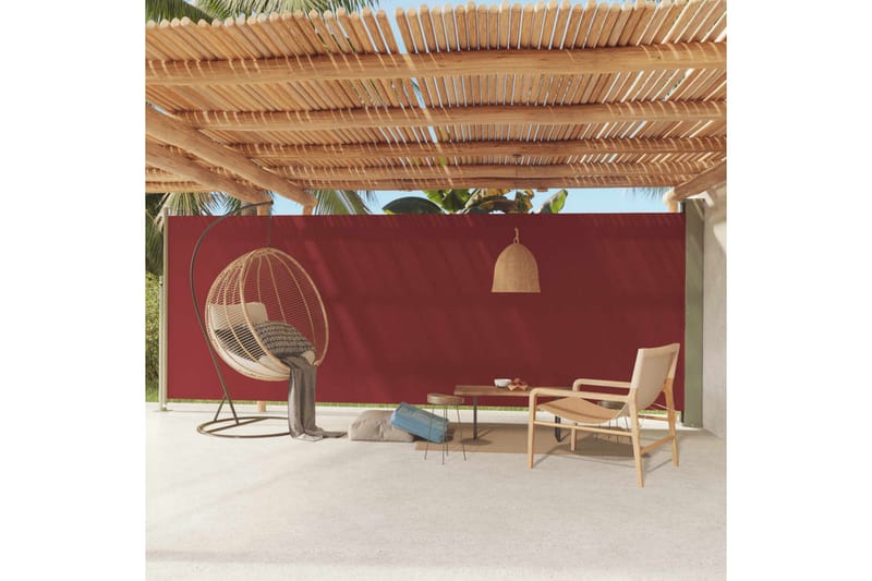 Infällbar sidomarkis 200x600 cm röd - Röd - Utemöbler - Solskydd - Markiser - Balkongmarkis