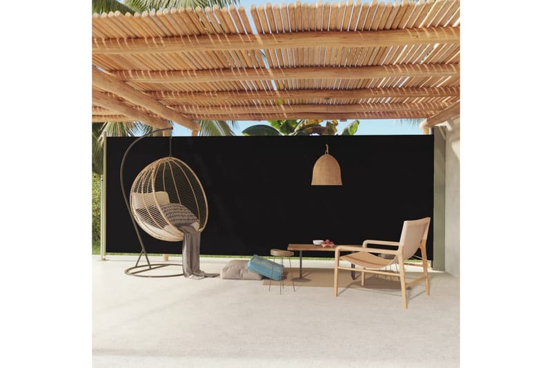 Infällbar sidomarkis 200x600 cm svart - Svart - Utemöbler - Solskydd - Markiser - Balkongmarkis