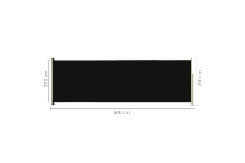 Infällbar sidomarkis 200x600 cm svart - Svart - Utemöbler - Solskydd - Markiser - Balkongmarkis