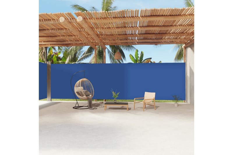Infällbar sidomarkis 220x1200 cm blå - Blå - Utemöbler - Solskydd - Markiser - Balkongmarkis
