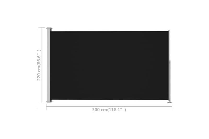 Infällbar sidomarkis 220x300 cm svart - Svart - Balkongmarkis - Markiser - Sidomarkis - Balkongskydd & insynsskydd balkong