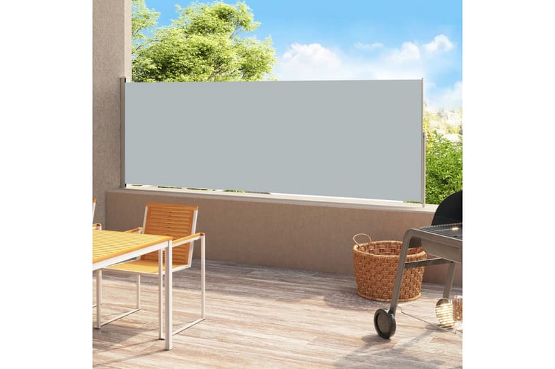 Infällbar sidomarkis 220x500 cm grå - Grå - Utemöbler - Solskydd - Markiser - Balkongmarkis
