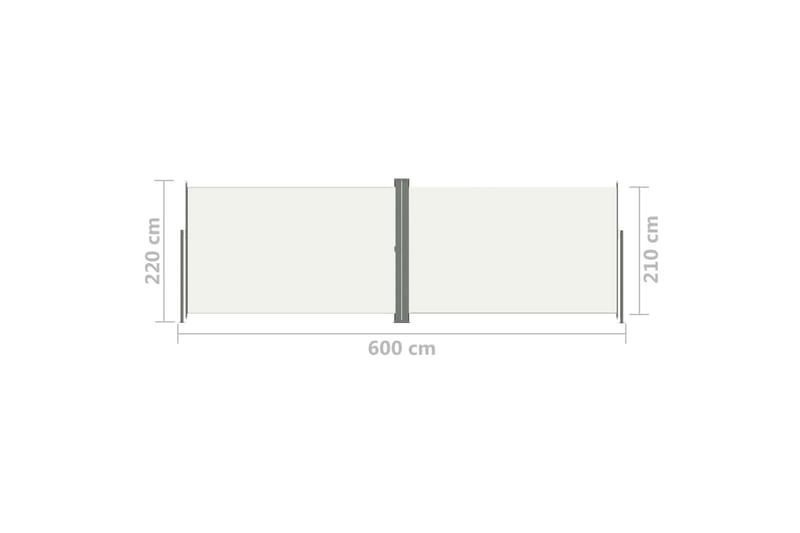 Infällbar sidomarkis 220x600 cm gräddvit - Vit - Utemöbler - Solskydd - Markiser - Balkongmarkis