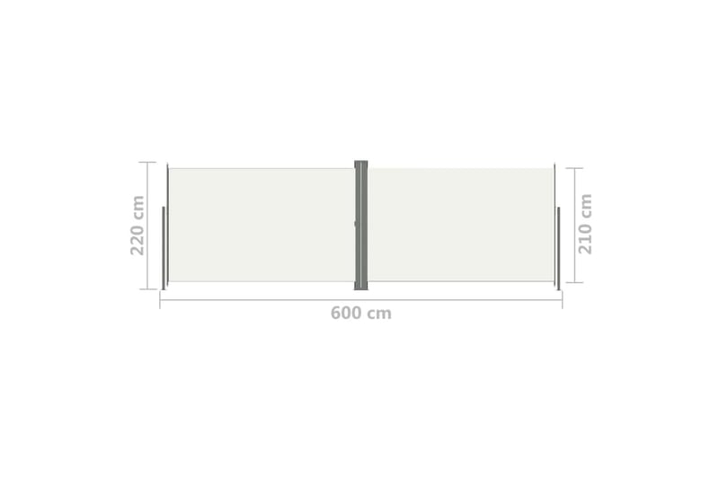 Infällbar sidomarkis 220x600 cm gräddvit - Vit - Balkongmarkis - Markiser - Sidomarkis - Balkongskydd & insynsskydd balkong
