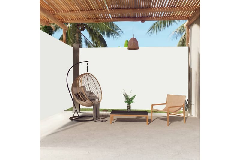 Infällbar sidomarkis 220x600 cm gräddvit - Vit - Utemöbler - Solskydd - Markiser - Balkongmarkis