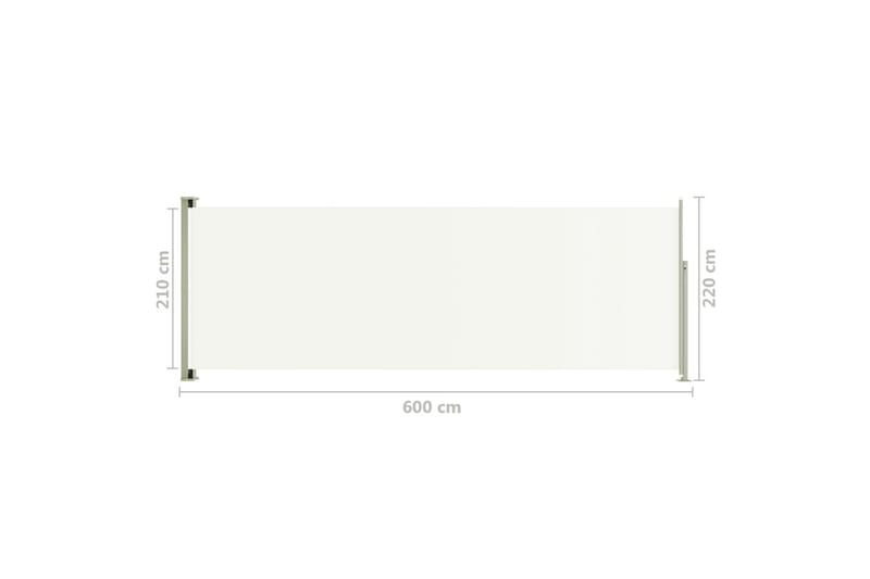 Infällbar sidomarkis 220x600 cm gräddvit - Vit - Utemöbler - Solskydd - Markiser - Balkongmarkis