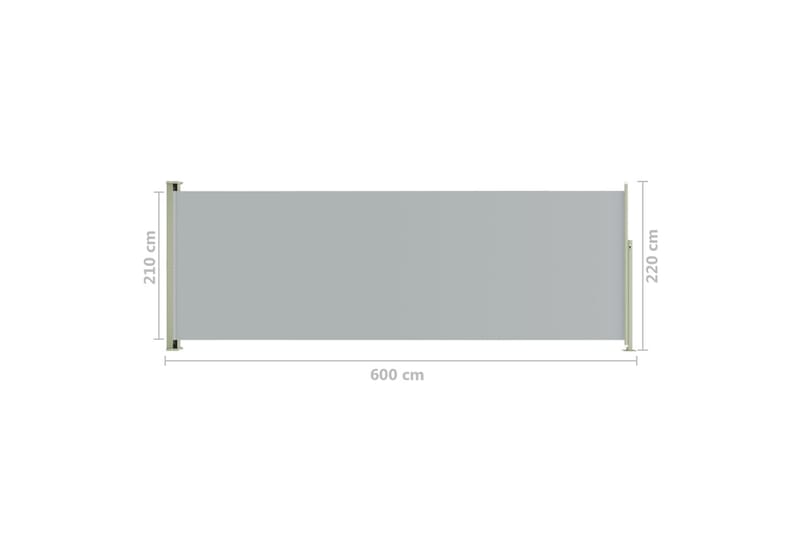 Infällbar sidomarkis 220x600 cm grå - Grå - Utemöbler - Solskydd - Markiser - Balkongmarkis