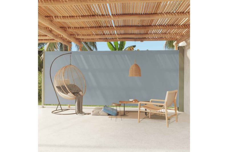 Infällbar sidomarkis 220x600 cm grå - Grå - Utemöbler - Solskydd - Markiser - Balkongmarkis