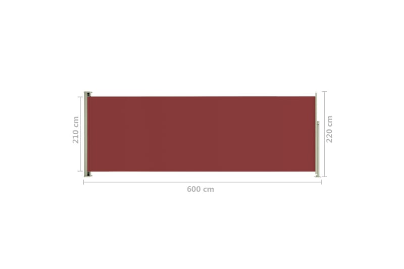 Infällbar sidomarkis 220x600 cm röd - Röd - Utemöbler - Solskydd - Markiser - Balkongmarkis