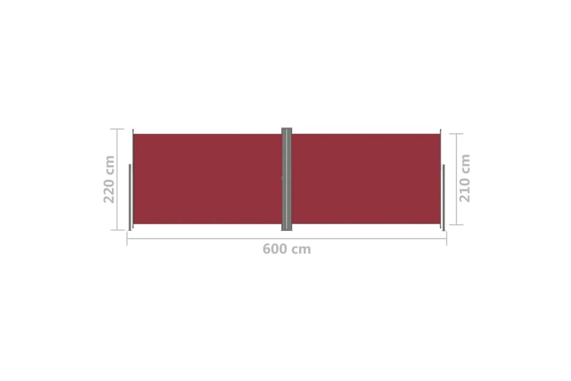 Infällbar sidomarkis 220x600 cm röd - Röd - Balkongmarkis - Markiser - Sidomarkis - Balkongskydd & insynsskydd balkong
