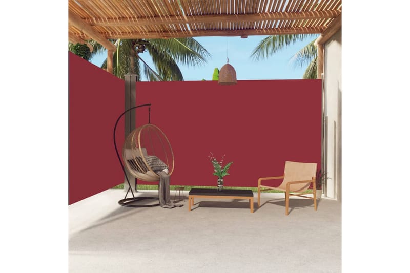 Infällbar sidomarkis 220x600 cm röd - Röd - Utemöbler - Solskydd - Markiser - Balkongmarkis