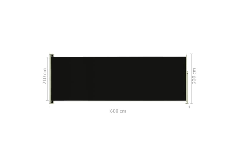 Infällbar sidomarkis 220x600 cm svart - Svart - Utemöbler - Solskydd - Markiser - Balkongmarkis