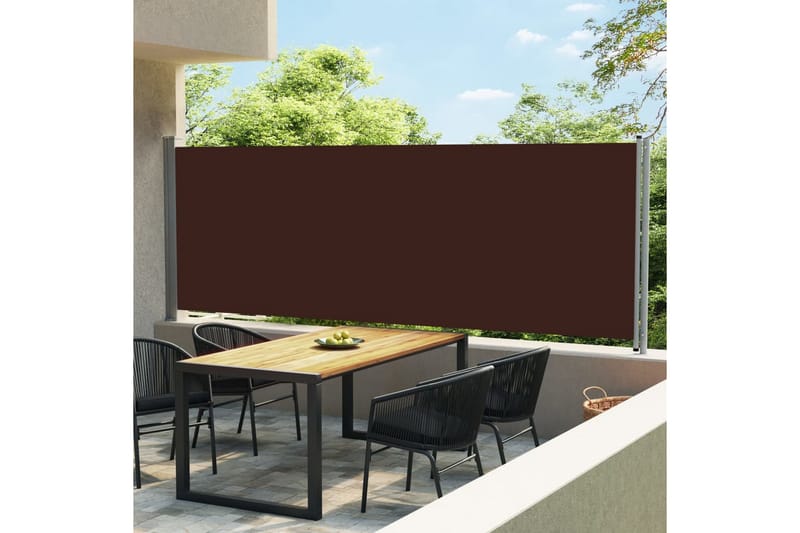 Infällbar sidomarkis 600x160 cm brun - Brun - Balkongmarkis - Markiser - Sidomarkis - Balkongskydd & insynsskydd balkong