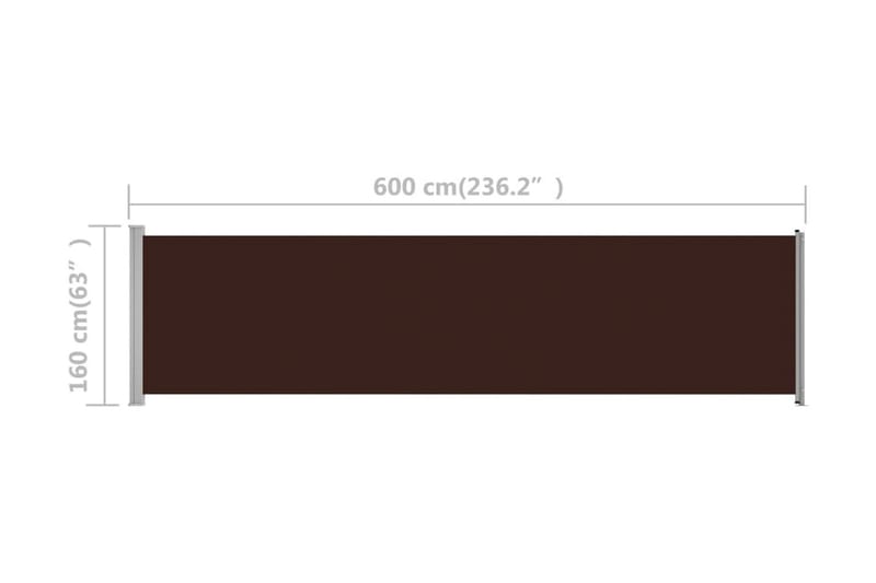 Infällbar sidomarkis 600x160 cm brun - Brun - Balkongmarkis - Markiser - Sidomarkis - Balkongskydd & insynsskydd balkong