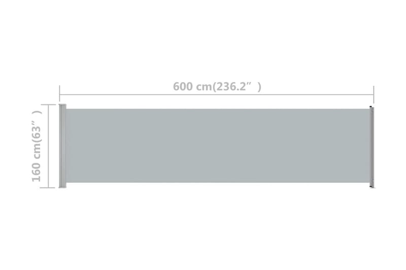 Infällbar sidomarkis 600x160 cm grå - Grå - Markiser - Balkongmarkis - Balkongskydd & insynsskydd balkong - Sidomarkis