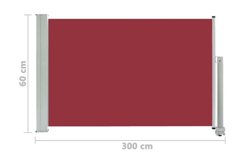 Infällbar sidomarkis 60x300 cm röd - Röd - Utemöbler - Solskydd - Markiser - Balkongmarkis
