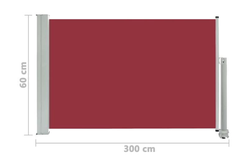 Infällbar sidomarkis 60x300 cm röd - Röd - Balkongmarkis - Markiser - Sidomarkis - Balkongskydd & insynsskydd balkong