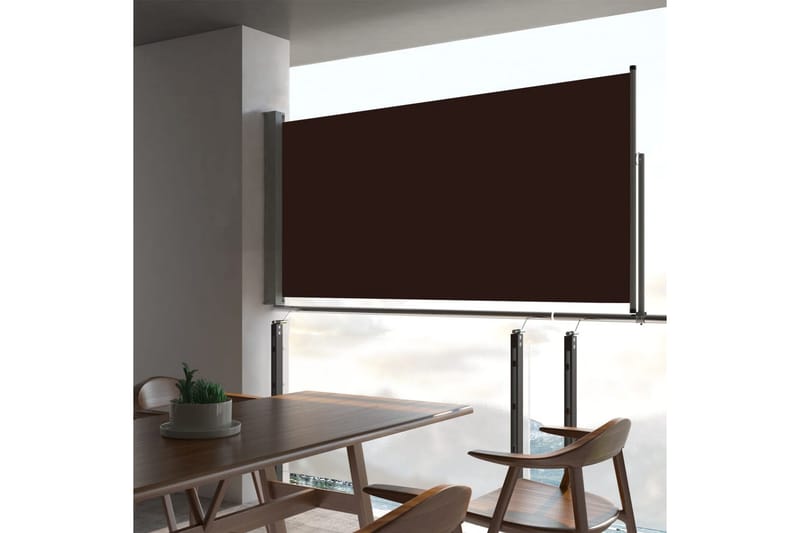 Infällbar sidomarkis 80x300 cm brun - Brun - Utemöbler - Solskydd - Markiser - Balkongmarkis