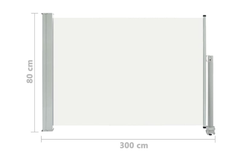 Infällbar sidomarkis 80x300 cm gräddvit - Vit - Balkongmarkis - Markiser - Sidomarkis - Balkongskydd & insynsskydd balkong