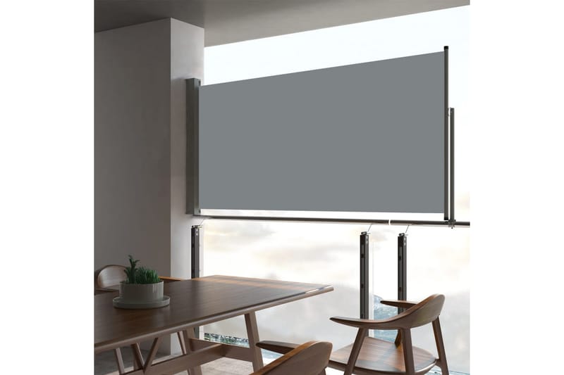 Infällbar sidomarkis 80x300 cm grå - Grå - Utemöbler - Solskydd - Markiser - Balkongmarkis