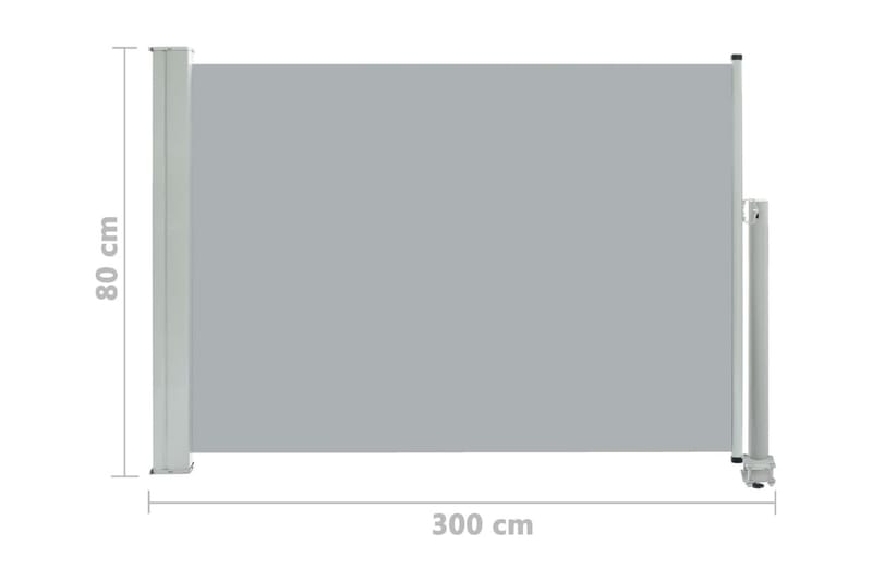 Infällbar sidomarkis 80x300 cm grå - Grå - Balkongmarkis - Markiser - Sidomarkis - Balkongskydd & insynsskydd balkong