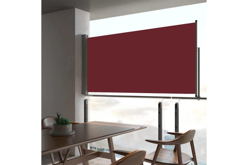 Infällbar sidomarkis 80x300 cm röd - Röd - Utemöbler - Solskydd - Markiser - Balkongmarkis