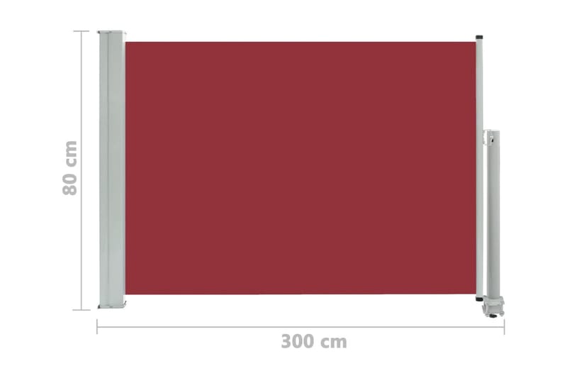 Infällbar sidomarkis 80x300 cm röd - Röd - Utemöbler - Solskydd - Markiser - Balkongmarkis