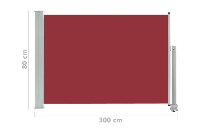 Infällbar sidomarkis 80x300 cm röd - Röd - Balkongmarkis - Markiser - Sidomarkis - Balkongskydd & insynsskydd balkong
