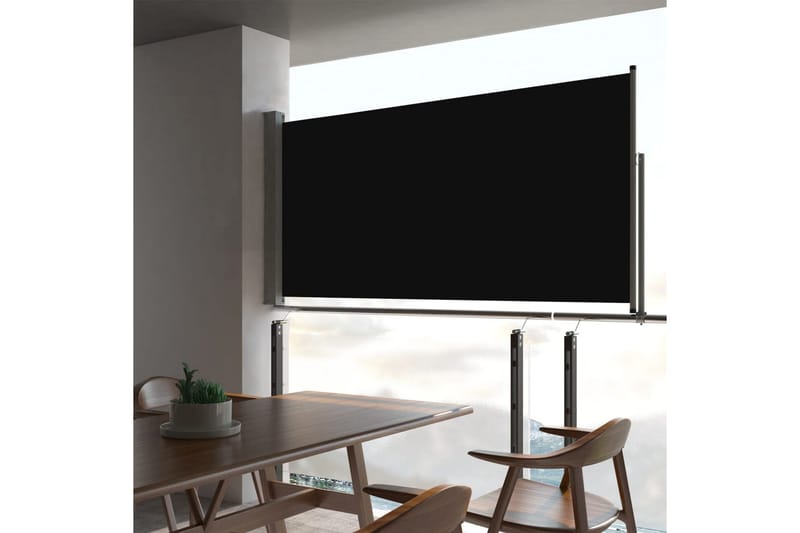 Infällbar sidomarkis 80x300 cm svart - Svart - Utemöbler - Solskydd - Markiser - Balkongmarkis