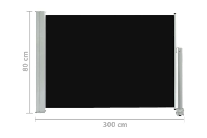 Infällbar sidomarkis 80x300 cm svart - Svart - Utemöbler - Solskydd - Markiser - Balkongmarkis
