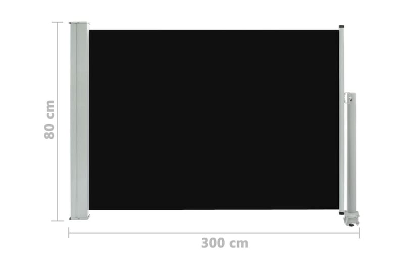 Infällbar sidomarkis 80x300 cm svart - Svart - Balkongmarkis - Markiser - Sidomarkis - Balkongskydd & insynsskydd balkong