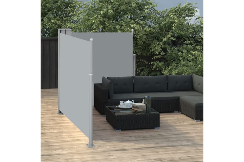 Infällbar sidomarkis antracit 100x600 cm - Grå - Utemöbler - Solskydd - Markiser - Balkongmarkis