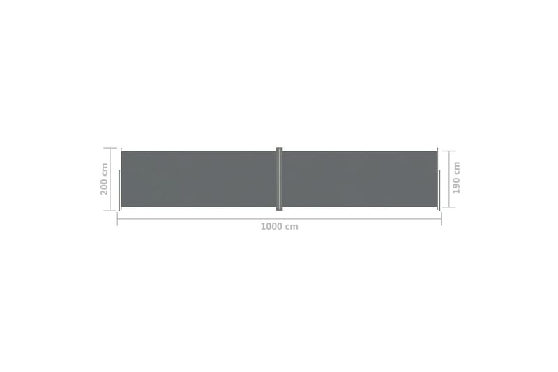 Infällbar sidomarkis antracit 200x1000 cm - Grå - Utemöbler - Solskydd - Markiser - Balkongmarkis