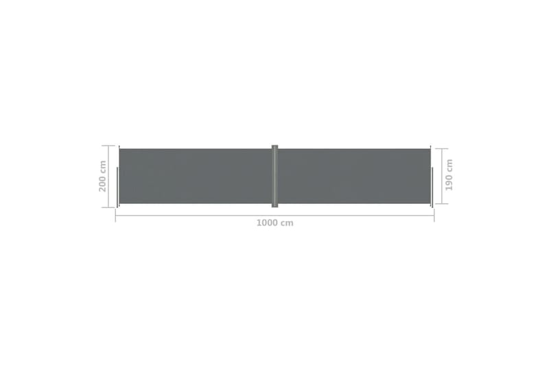Infällbar sidomarkis antracit 200x1000 cm - Grå - Balkongmarkis - Markiser - Sidomarkis - Balkongskydd & insynsskydd balkong