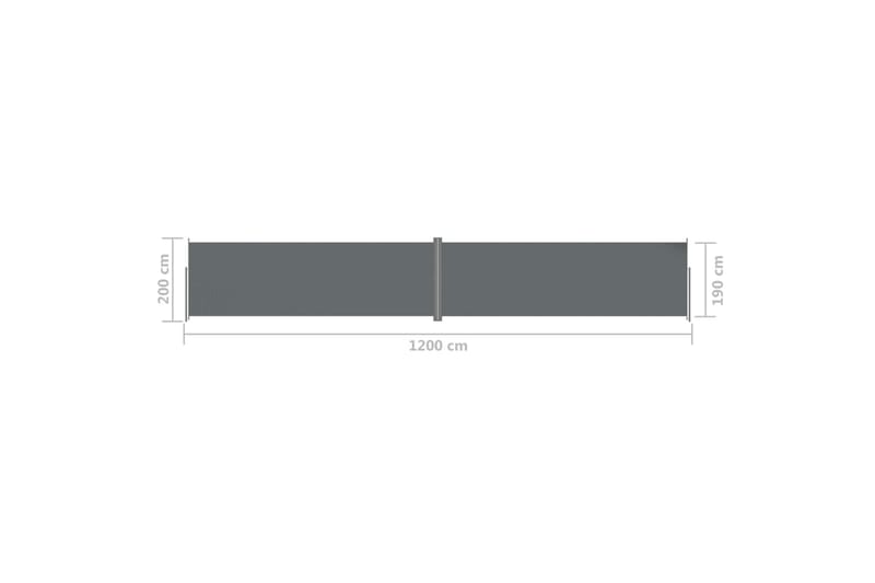 Infällbar sidomarkis antracit 200x1200 cm - Grå - Utemöbler - Solskydd - Markiser - Balkongmarkis