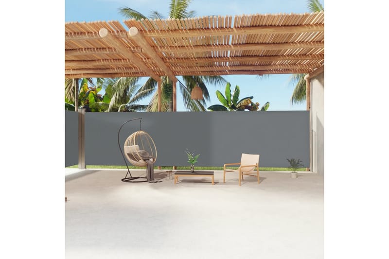 Infällbar sidomarkis antracit 200x1200 cm - Grå - Utemöbler - Solskydd - Markiser - Balkongmarkis